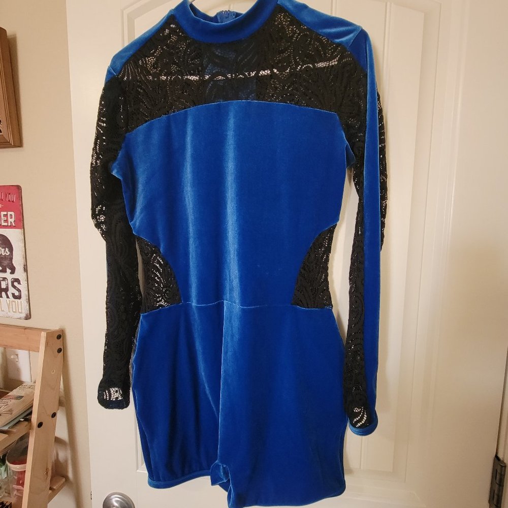 Blue velvet dance costume